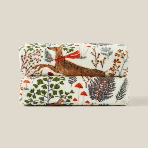 Electric Throw Blanket Woodland Print - Fleece