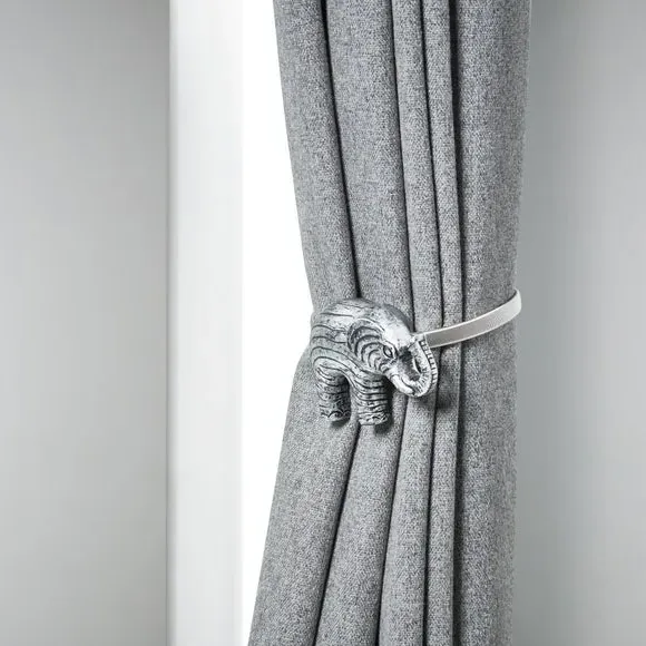 Elephant Magnetic Curtain Tieback - Satin Steel
