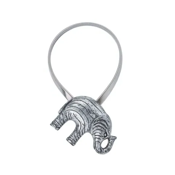 Elephant Magnetic Curtain Tieback - Satin Steel