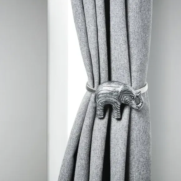 Elephant Magnetic Curtain Tieback - Satin Steel image