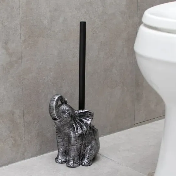 Elephant Toilet Brush Holder - Silver