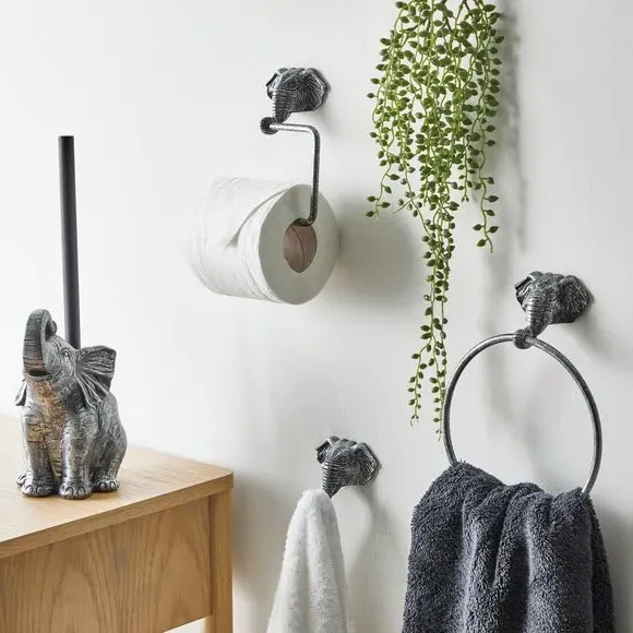 Elephant Toilet Brush Holder - Silver