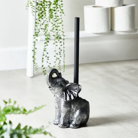 Elephant Toilet Brush Holder - Silver image