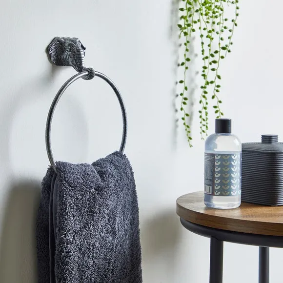 Elephant Towel Ring - Silver, Zinc Alloy image