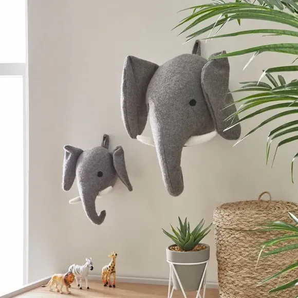 Elephant Wall Head Decor - Grey image