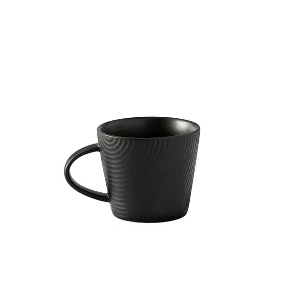 Embossed Curve Espresso Mug - Black, Fine China