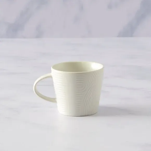 Embossed Curve Espresso Mug - White, Fine China
