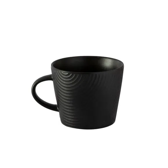 Embossed Curve Mug - Black, Fine China