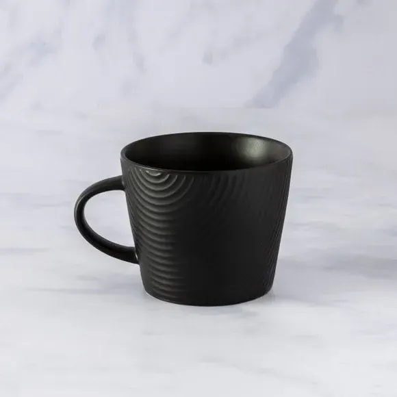 Embossed Curve Mug - Black, Fine China image