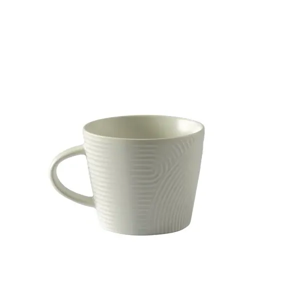 Embossed Curve Mug - White, Fine China