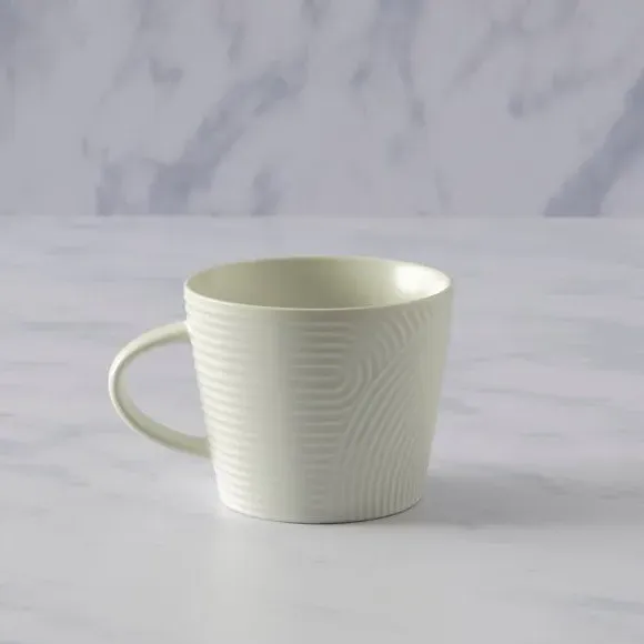 Embossed Curve Mug - White, Fine China