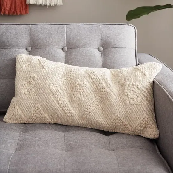 Embossed Cushion with Removable Cover - Natural image