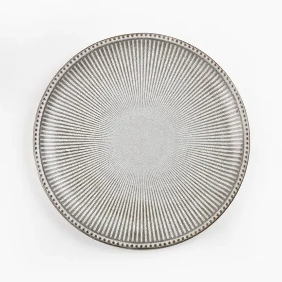 Embossed Dinner Plate - Grey, Stoneware