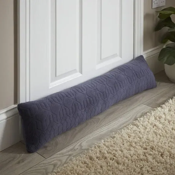 Embossed Draught Excluder - Navy, Fabric image