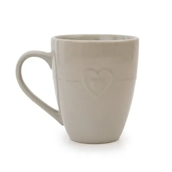 Embossed Hearts Mug - Light Grey, Ceramic image