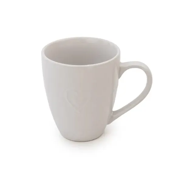 Embossed Hearts Mug - White, Ceramic
