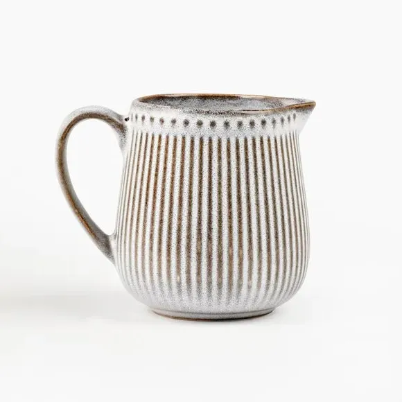 Embossed Milk Jug - Grey, Stoneware