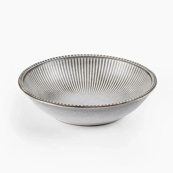 Embossed Pasta Bowl - Grey, Stoneware
