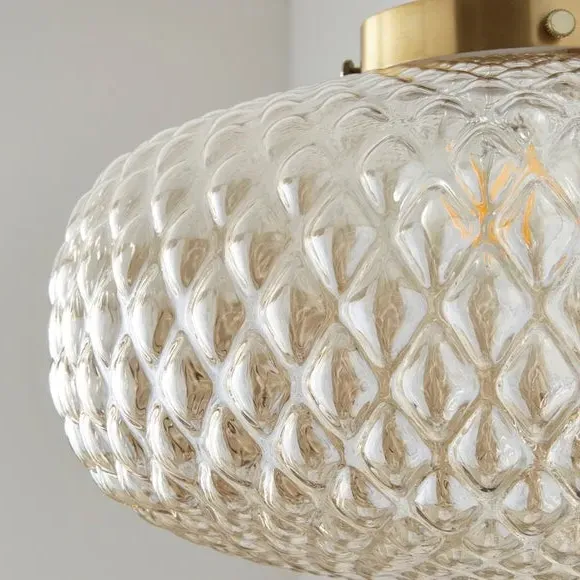 Embossed Pendant Shade Easy Fit - Gold, Glass