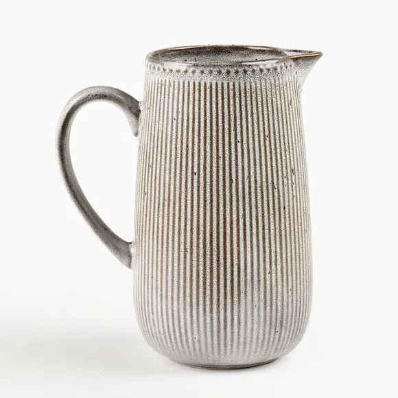 Embossed Pitcher - Grey, Stoneware