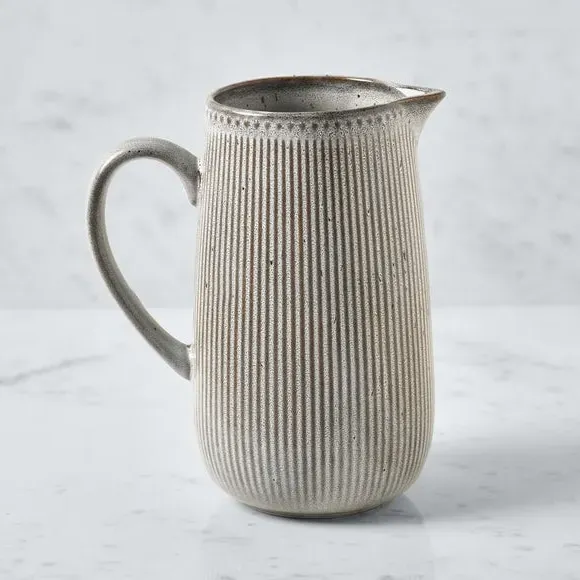 Embossed Pitcher - Grey, Stoneware