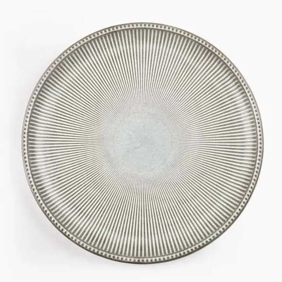 Embossed Serving Plate - Grey, Stoneware