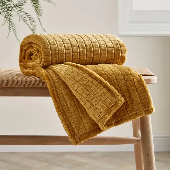 Embossed Throw Blanket - Old Gold