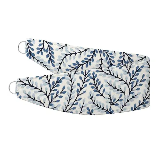 Embroidered Curtain Tieback - Blue, Polycotton