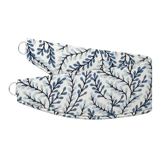 Embroidered Curtain Tieback - Blue, Polycotton