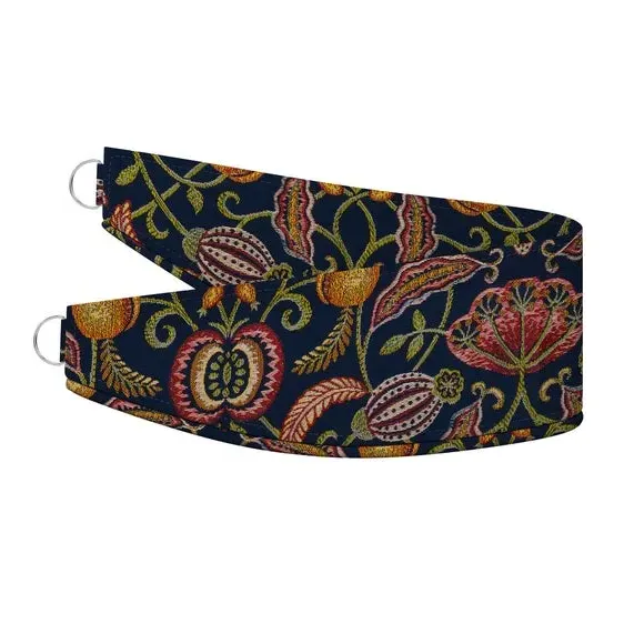 Embroidered Curtain Tieback - Navy