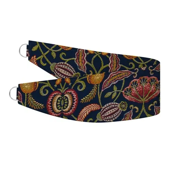 Embroidered Curtain Tieback - Navy