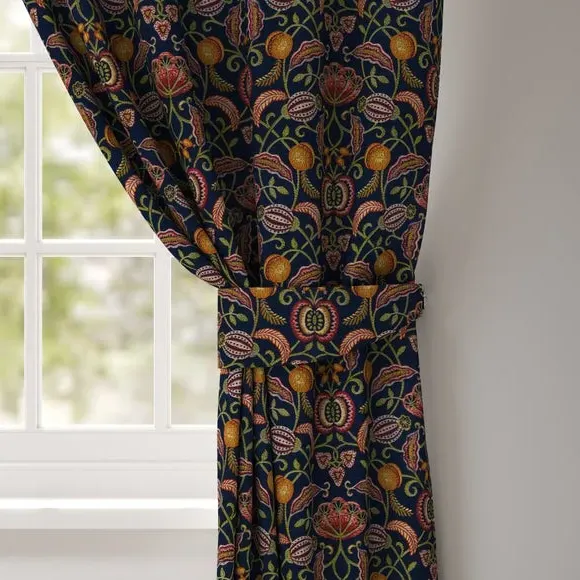 Embroidered Curtain Tieback - Navy image