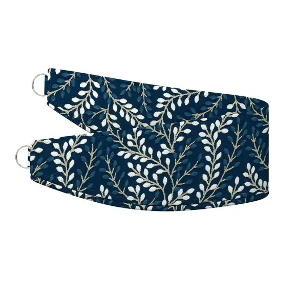 Embroidered Curtain Tieback - Navy, Polycotton
