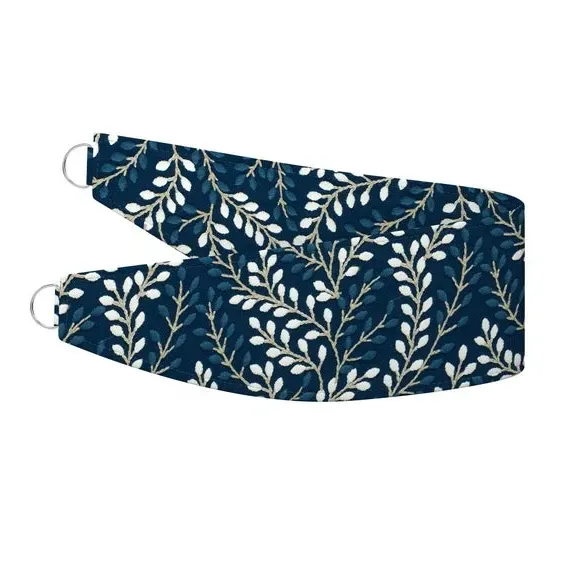 Embroidered Curtain Tieback - Navy, Polycotton