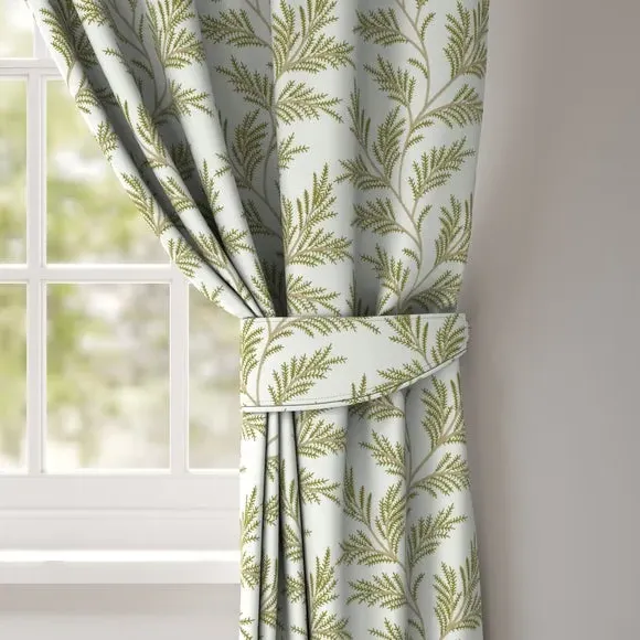 Embroidered Curtain Tieback - Olive, Polycotton