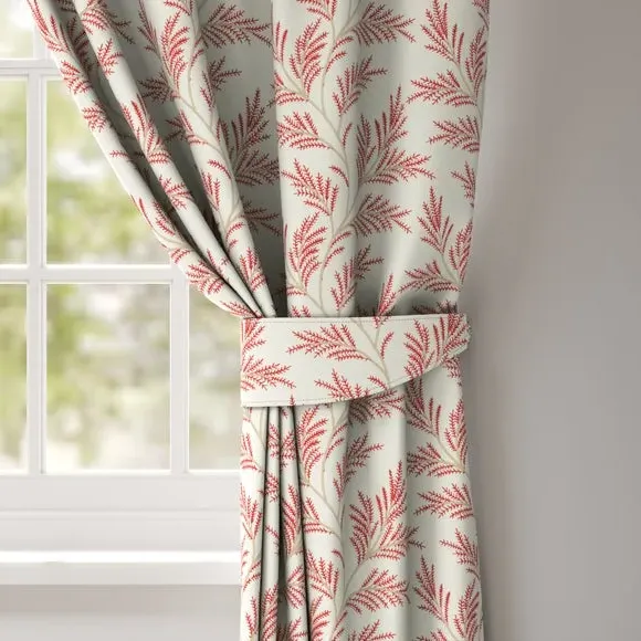 Embroidered Curtain Tieback - Raspberry, Polycotton