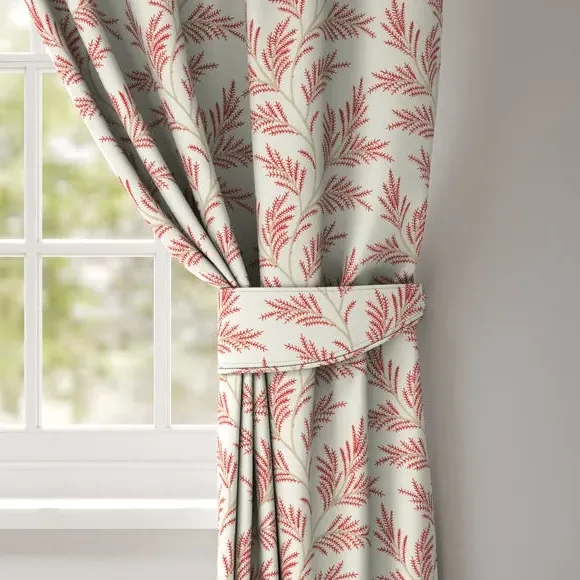 Embroidered Curtain Tieback - Raspberry, Polycotton