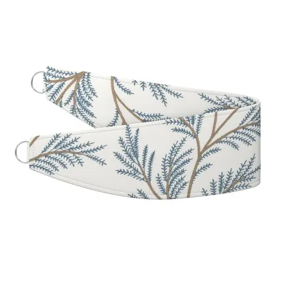 Embroidered Curtain Tieback - Stone Blue, Polycotton