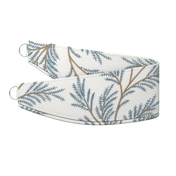Embroidered Curtain Tieback - Stone Blue, Polycotton