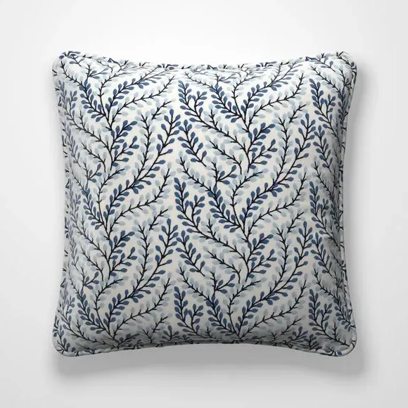 Embroidered Cushion Cover - Blue, Polycotton