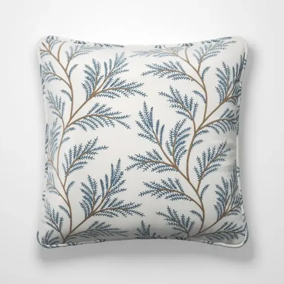 Embroidered Cushion Cover - Blue, Polycotton