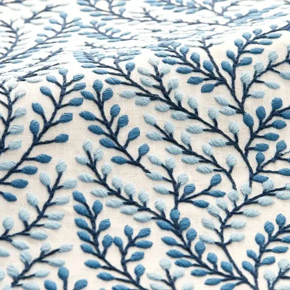 Embroidered Cushion Cover - Blue, Polycotton