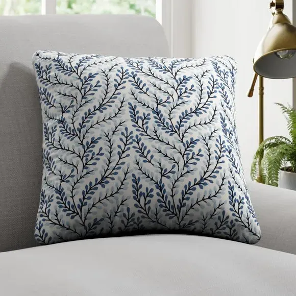 Embroidered Cushion Cover - Blue, Polycotton image