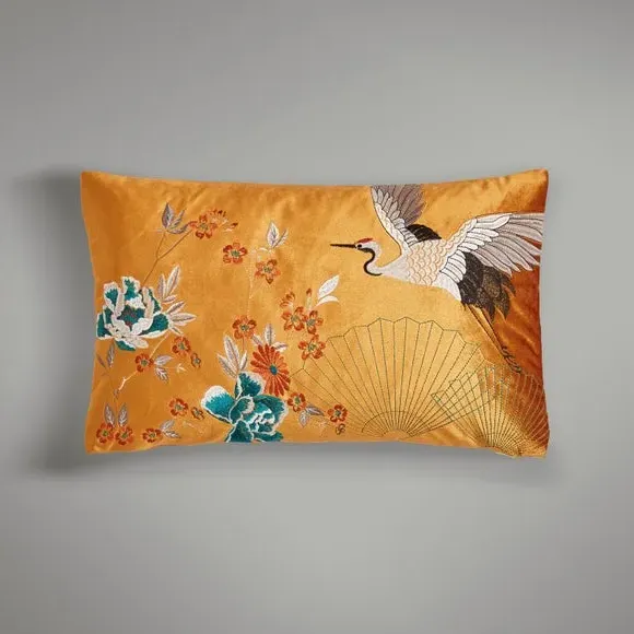 Embroidered Cushion Cover - Gold, Velour image