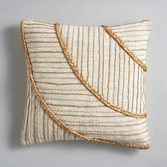 Embroidered Cushion Cover - Natural, Jute