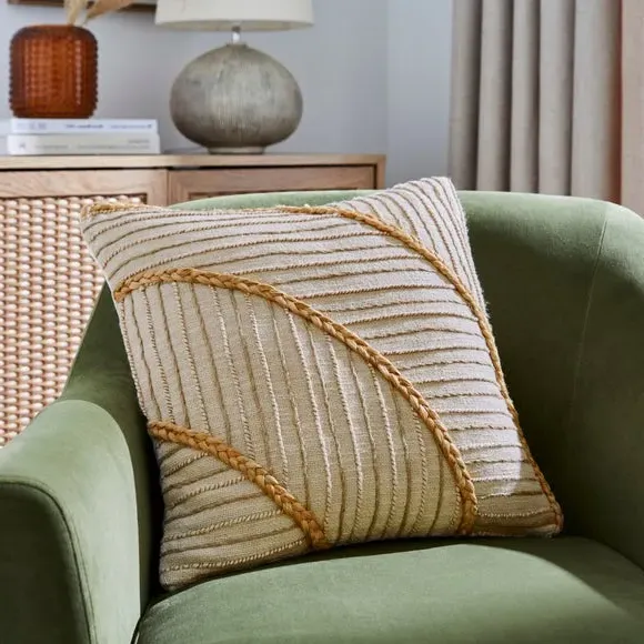 Embroidered Cushion Cover - Natural, Jute image