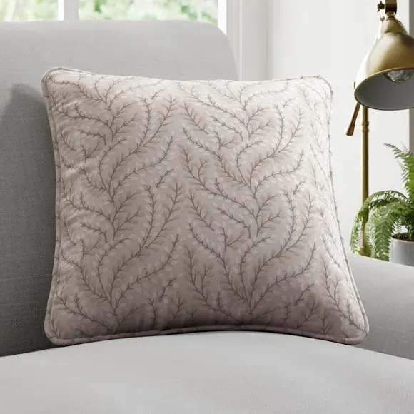 Embroidered Cushion Cover - Natural, Polycotton