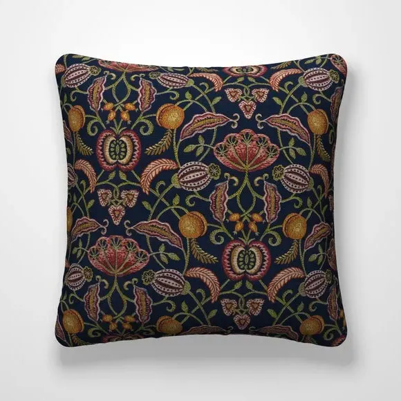 Embroidered Cushion Cover - Navy