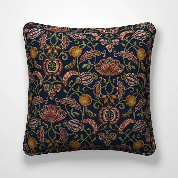 Embroidered Cushion Cover - Navy