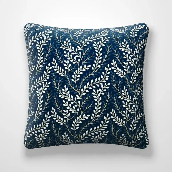 Embroidered Cushion Cover - Navy, Polycotton